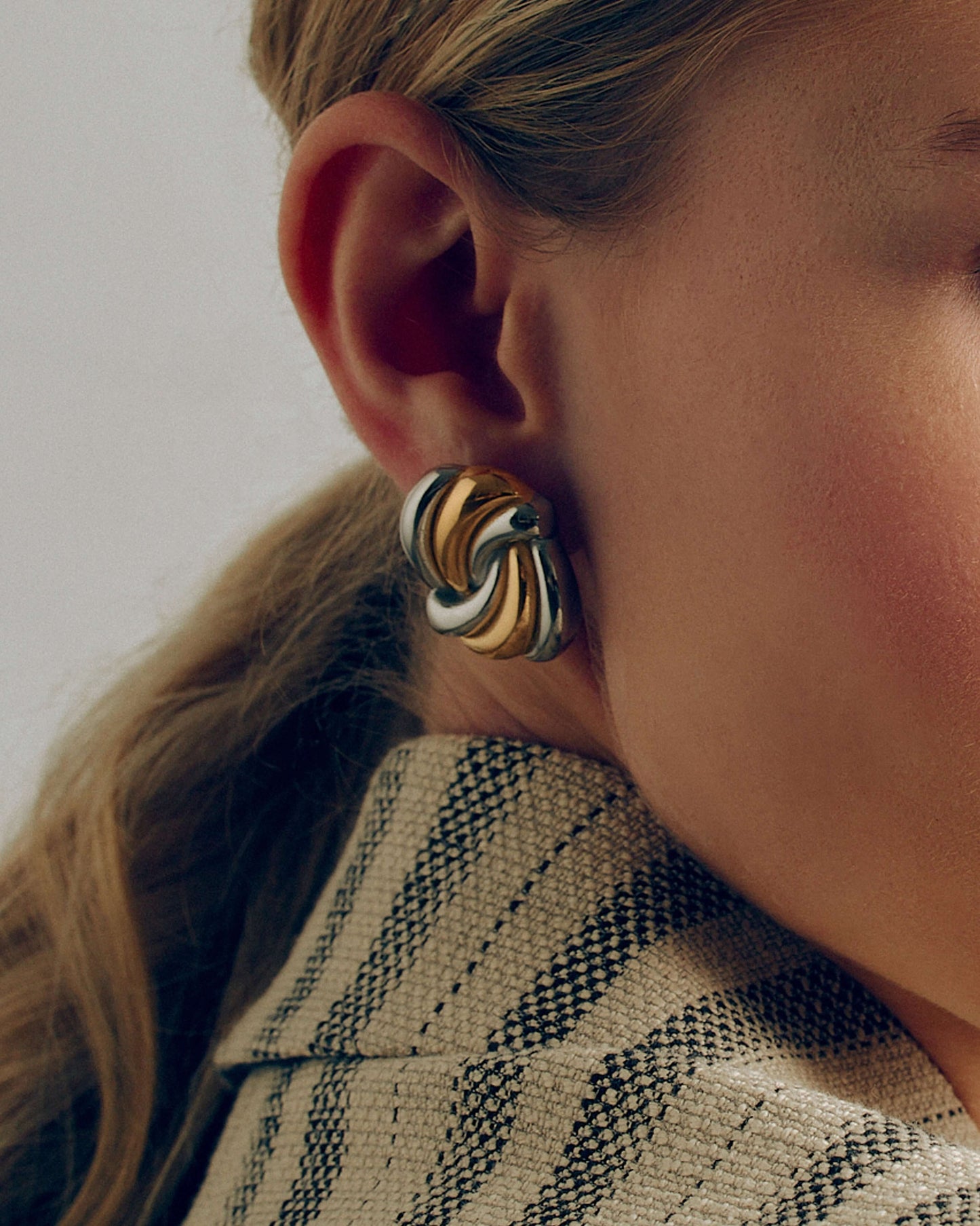 Two Tone Knot Stud Earrings