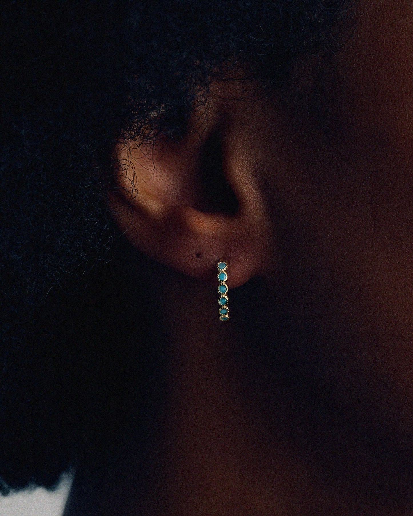 Turquoise Huggie Hoops