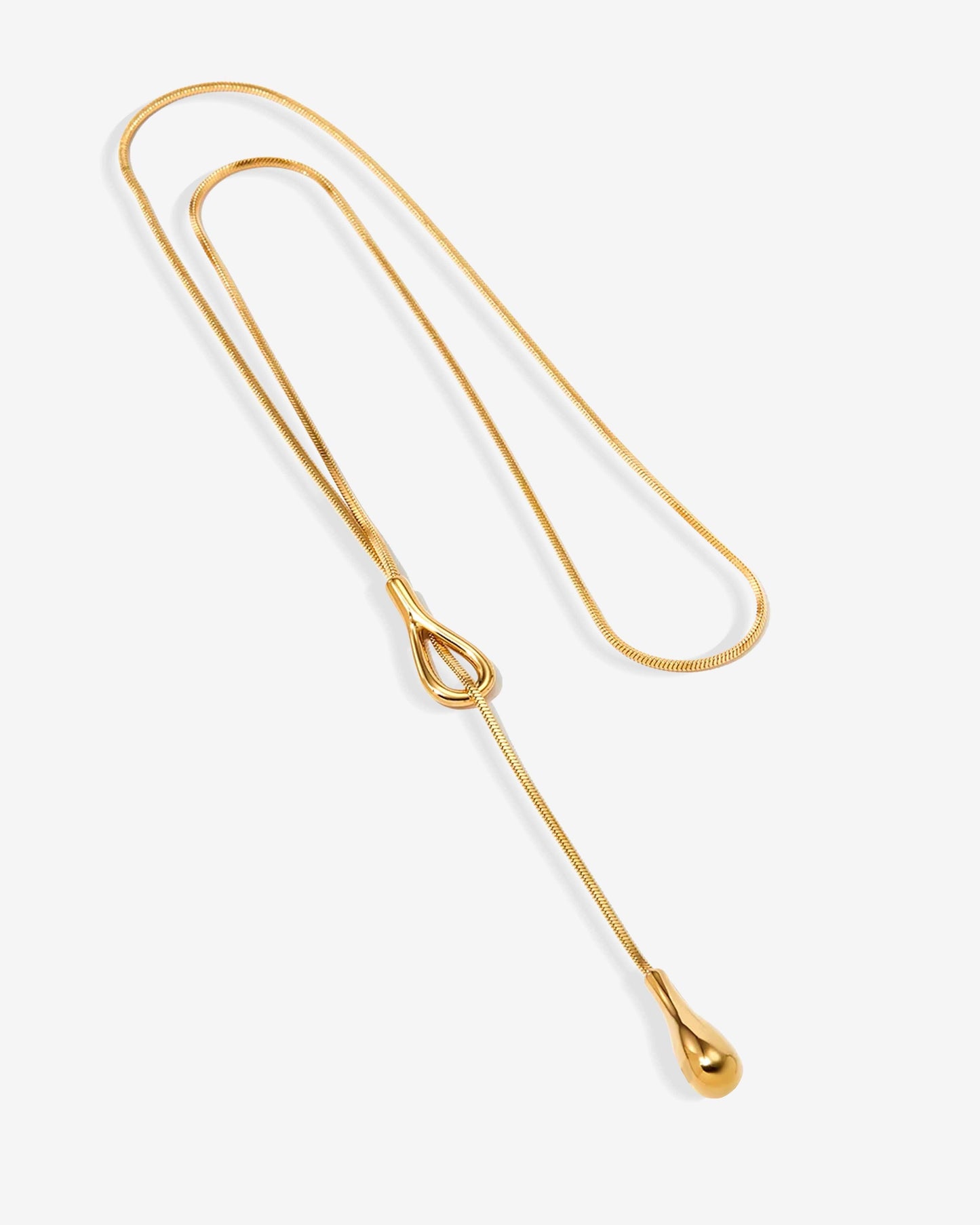 Adjustable gold or silver necklace worn long or as a choker, non-tarnish finish, versatile for layering or statement looks.
