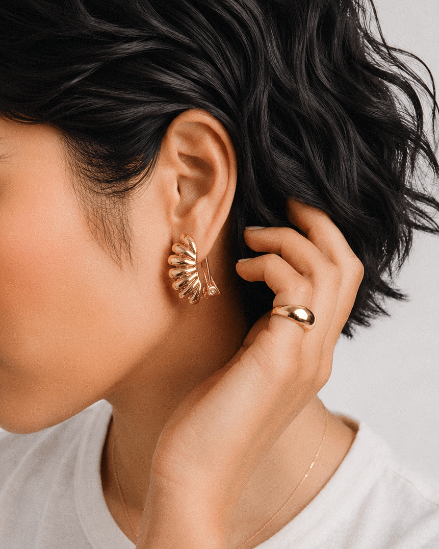 Ribbed Hoops Clip-on