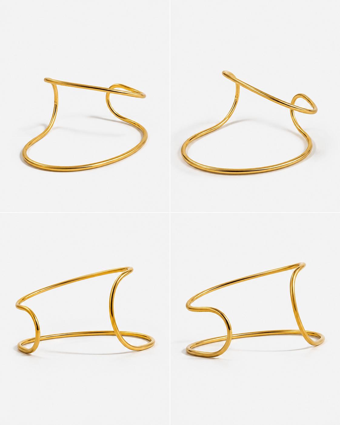 Sculptural palm bracelet in gold tone, modern statement hand bracelet with open cuff design, minimalist arm jewelry for women, bold contemporary gold bracelet, elegant fashion accessory for special occasions or everyday styling