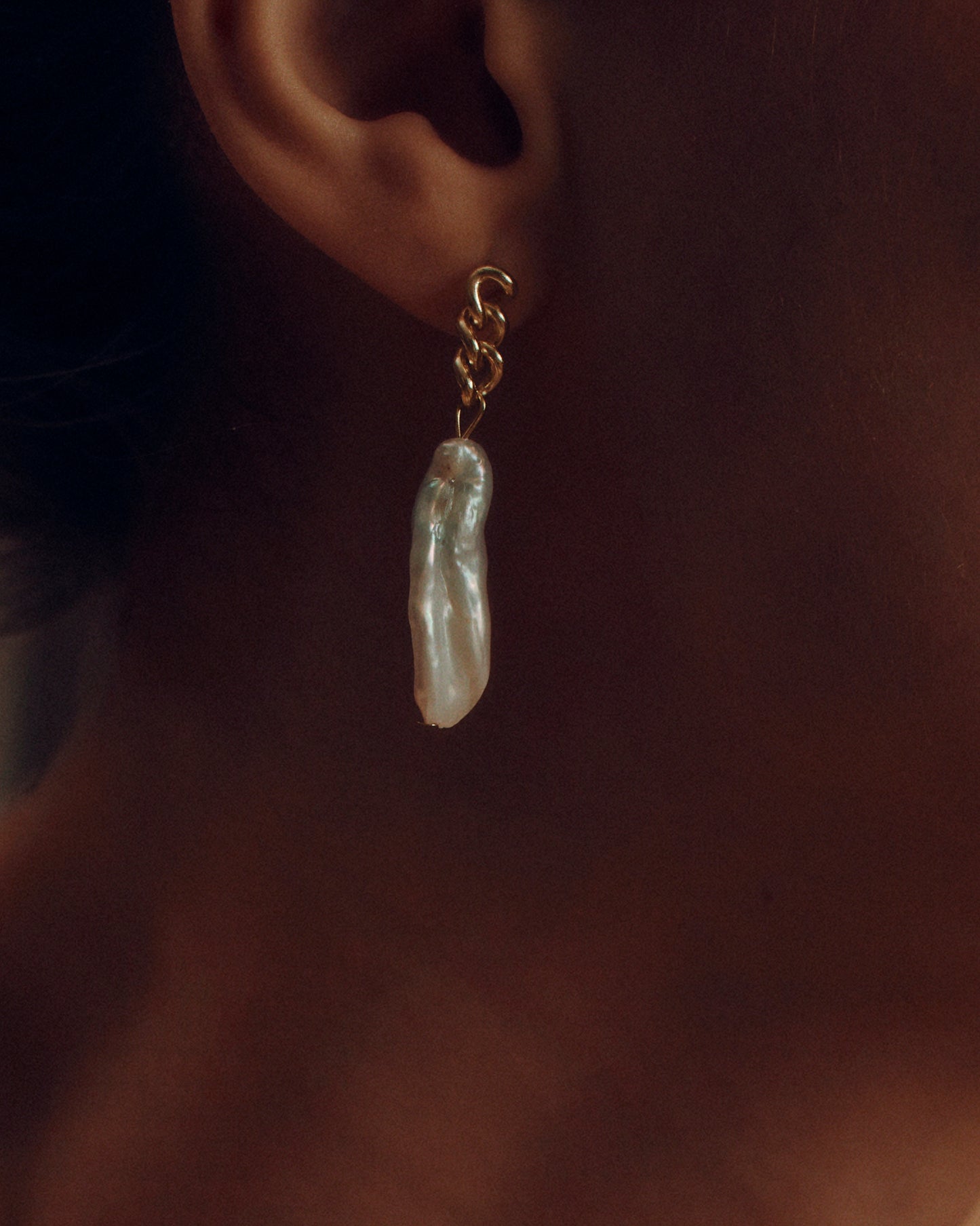 Pearl Drop Chain Earrings