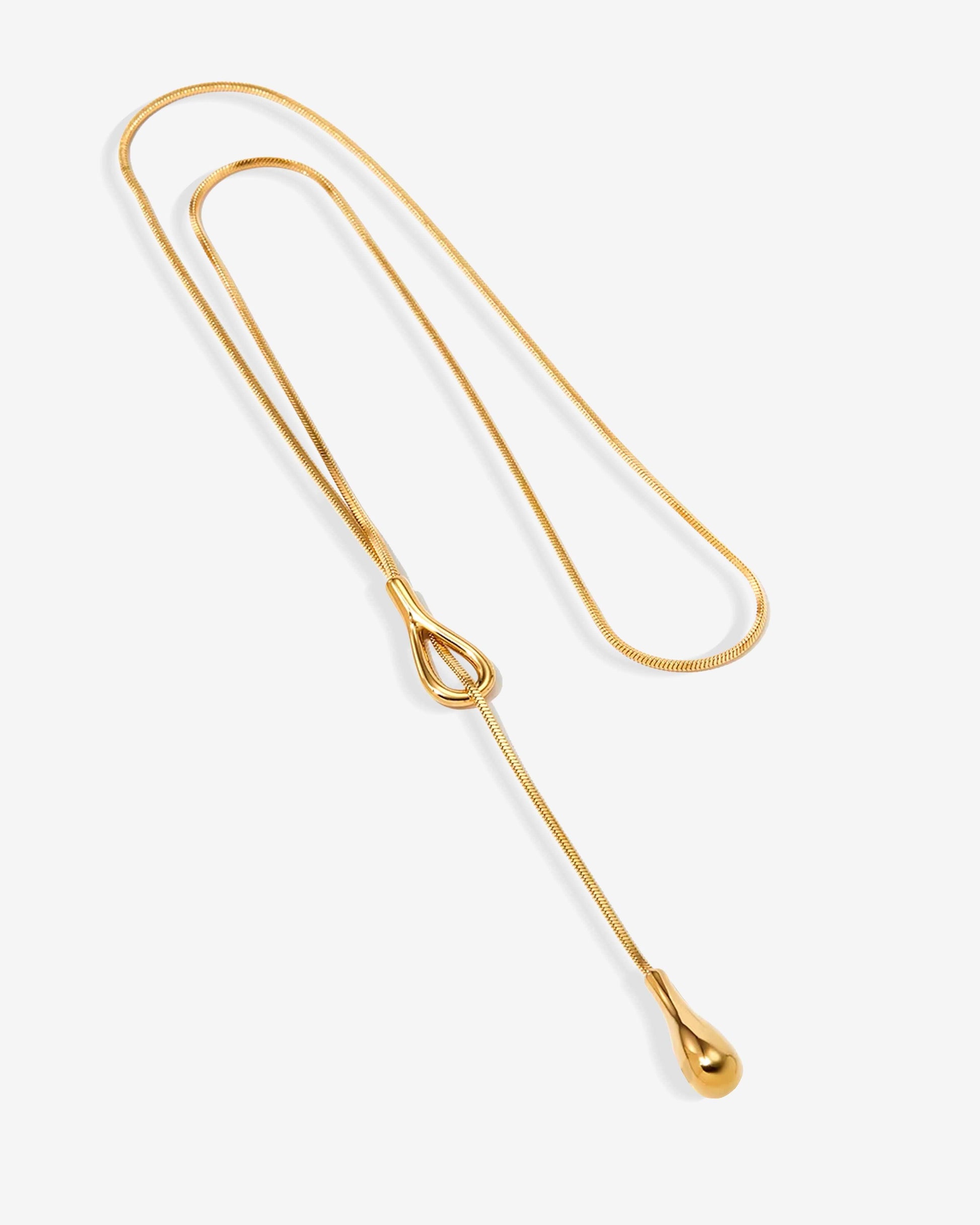Adjustable gold or silver necklace worn long or as a choker, non-tarnish finish, versatile for layering or statement looks.