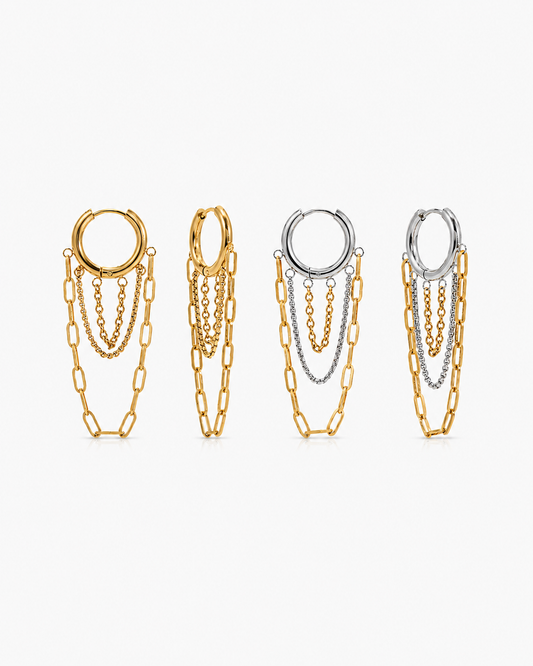 Chain Drop Hoop Earrings