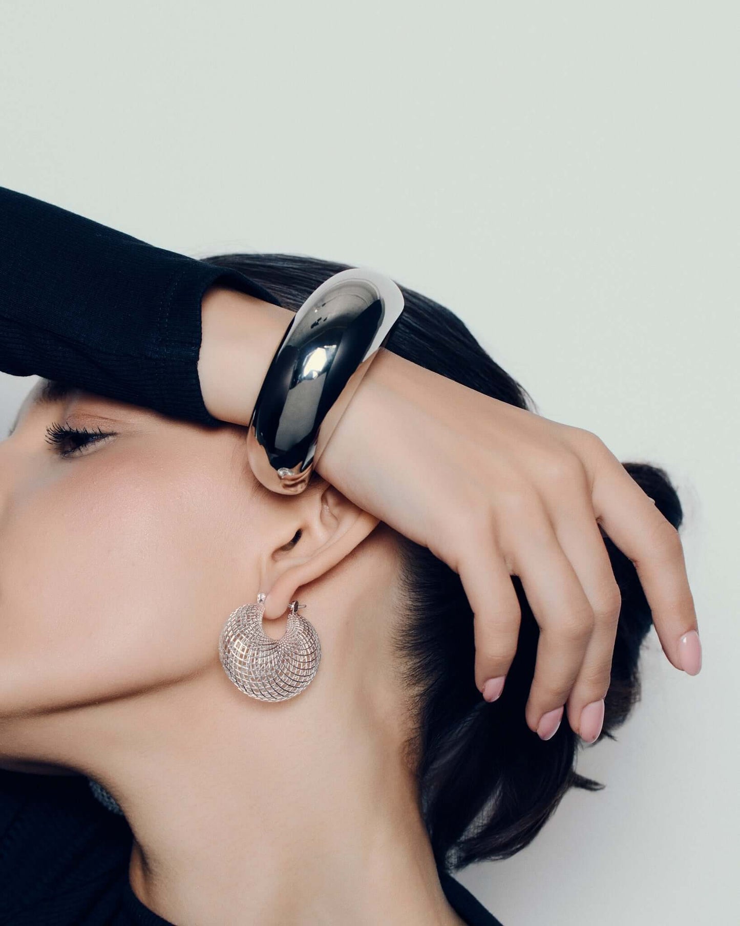 Silver Dome Cuff Bracelet