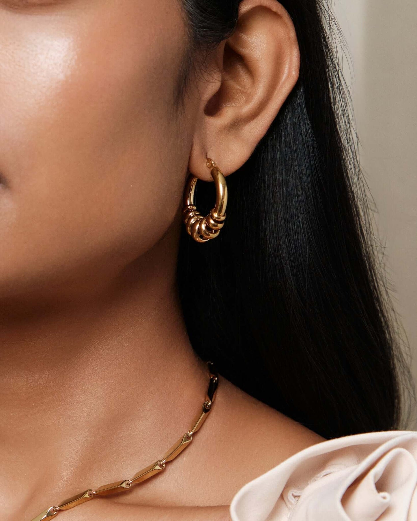 Two-Tone Beaded Hoops