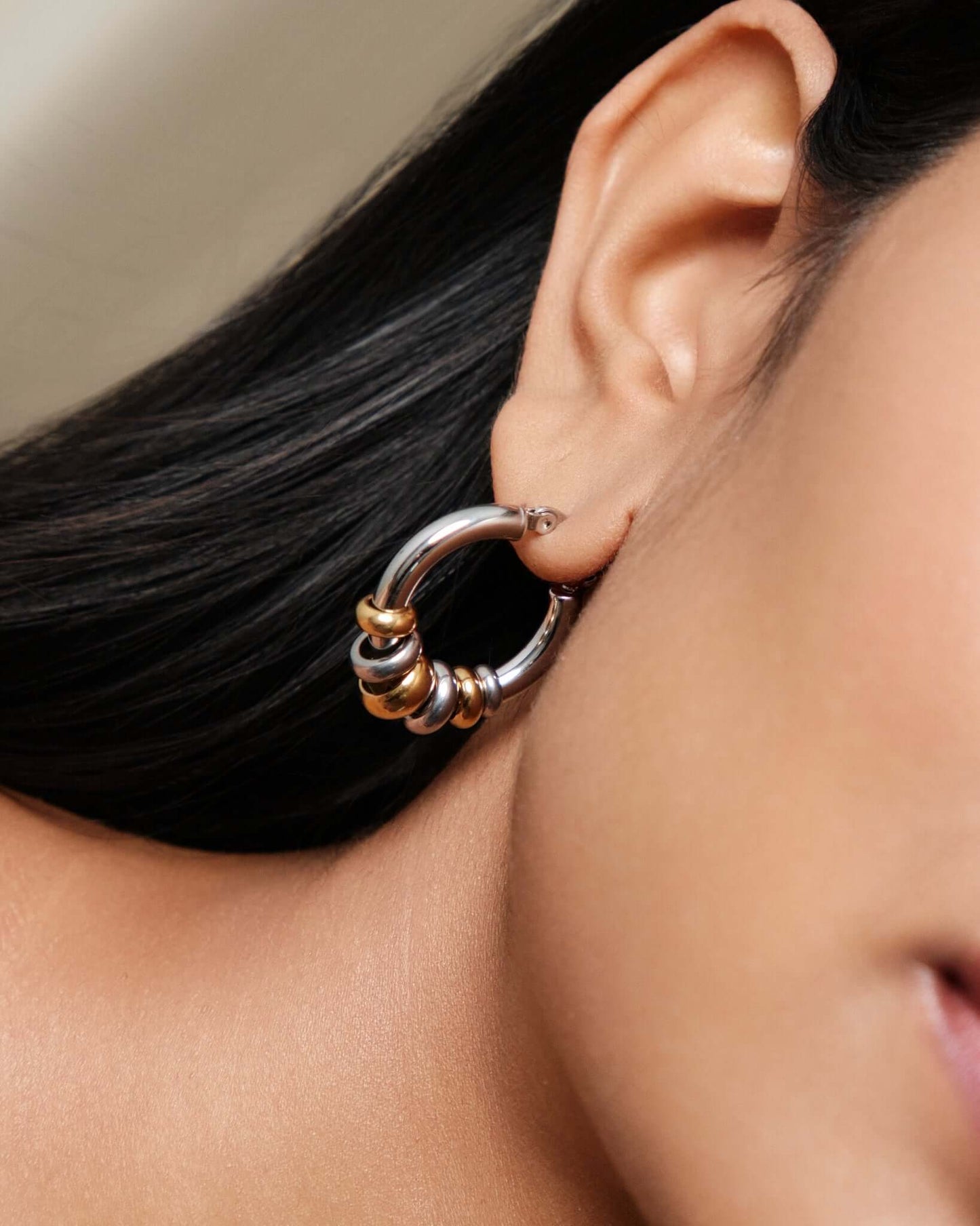 Two-Tone Beaded Hoops