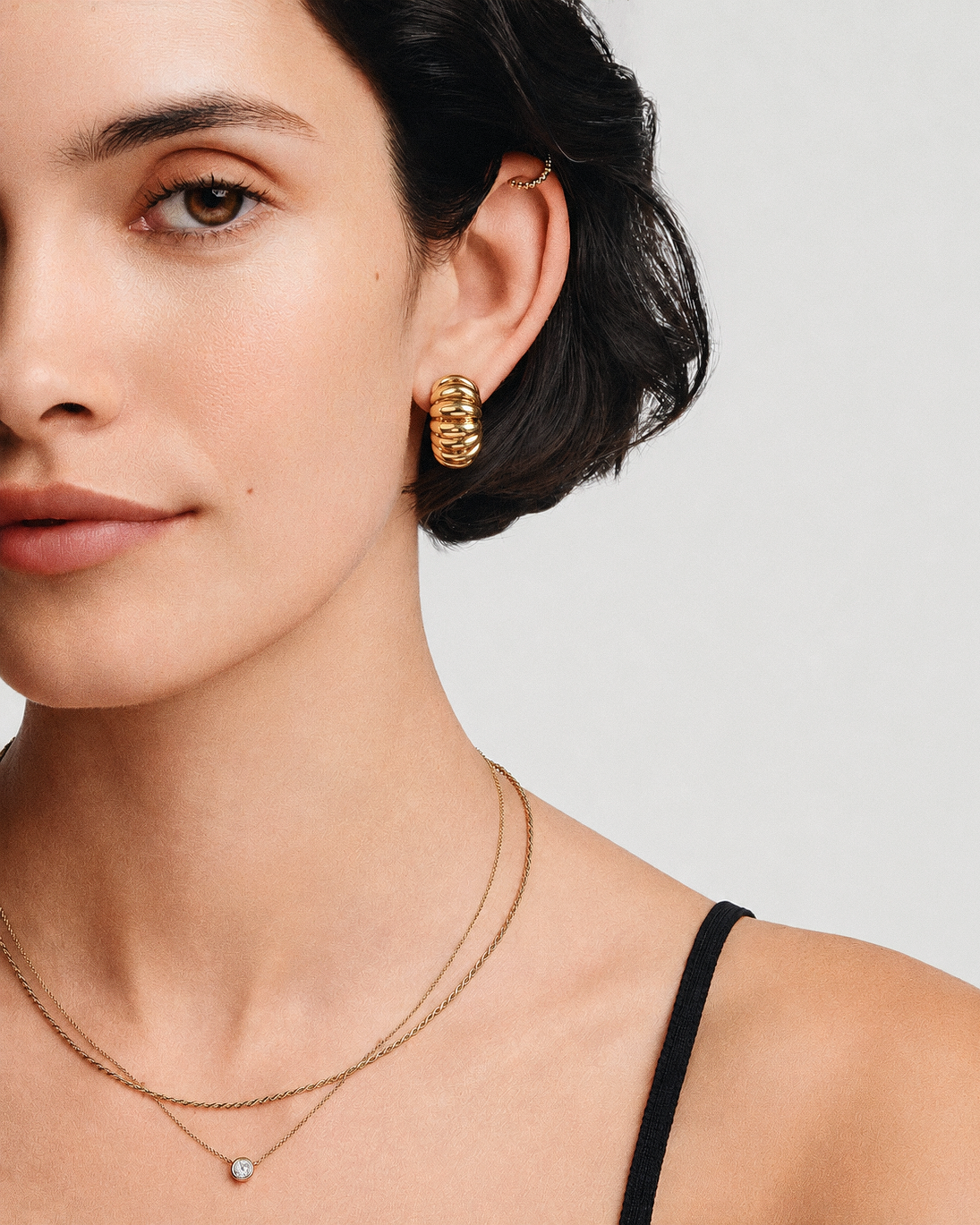 Ribbed Hoops Clip-on