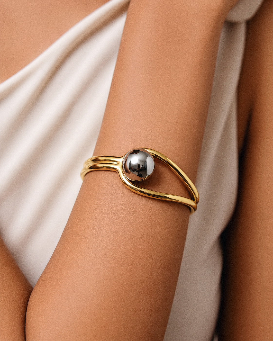 Two-Tone Sculptural Cuff Bracelet