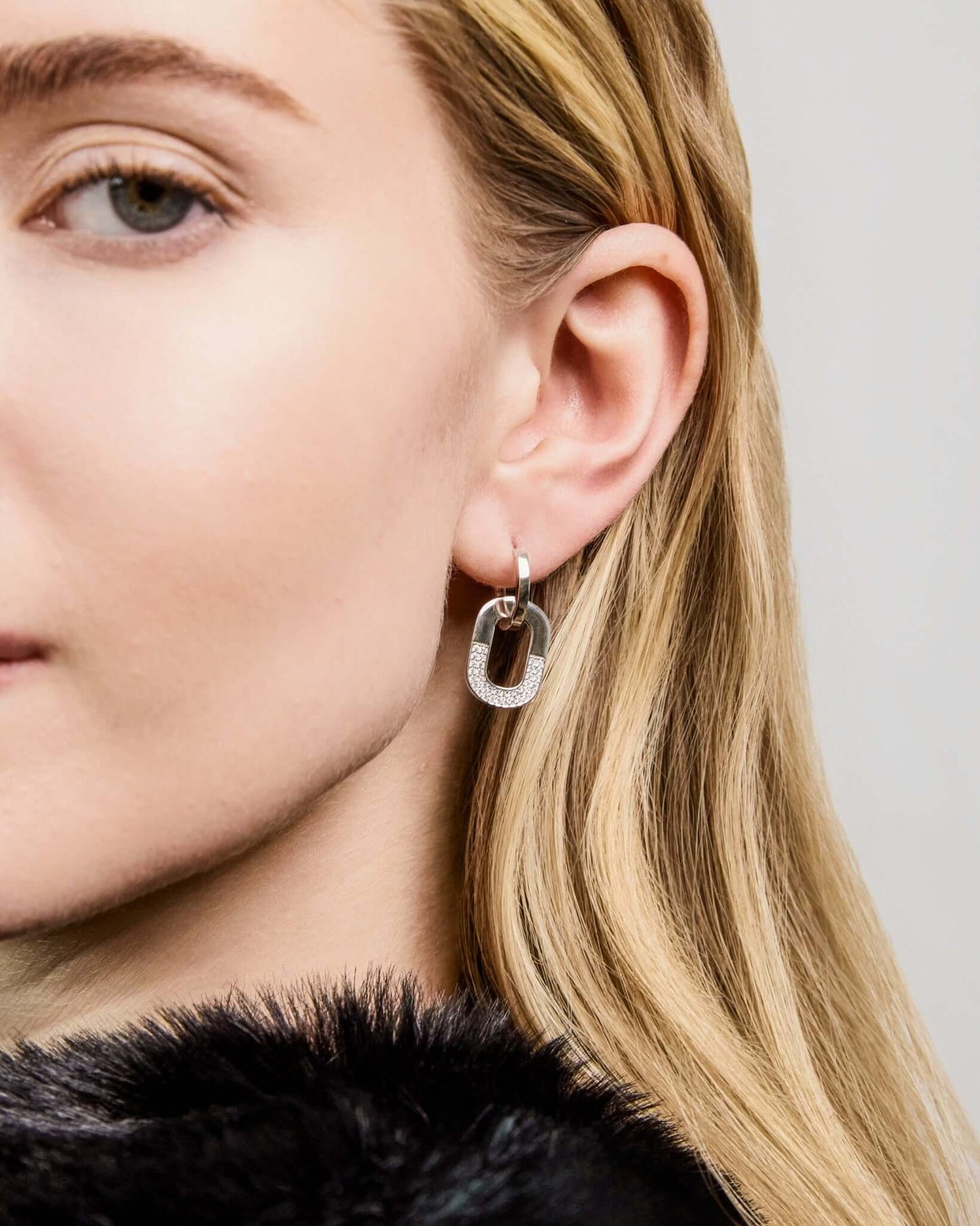 Double Hoop Pavé Chain Drop