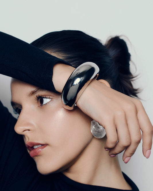 Silver Dome Cuff Bracelet