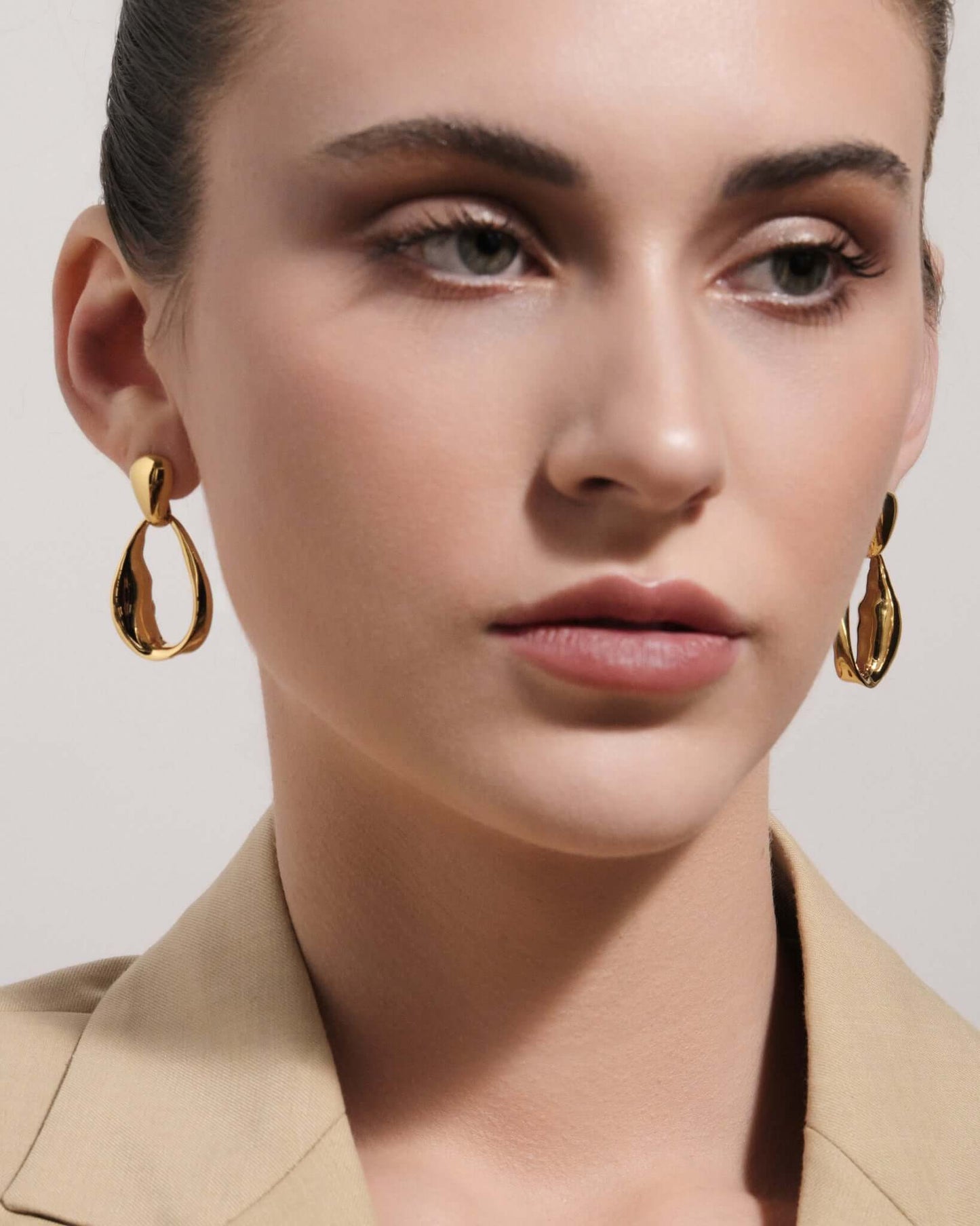 Bean Drop Stud Earrings