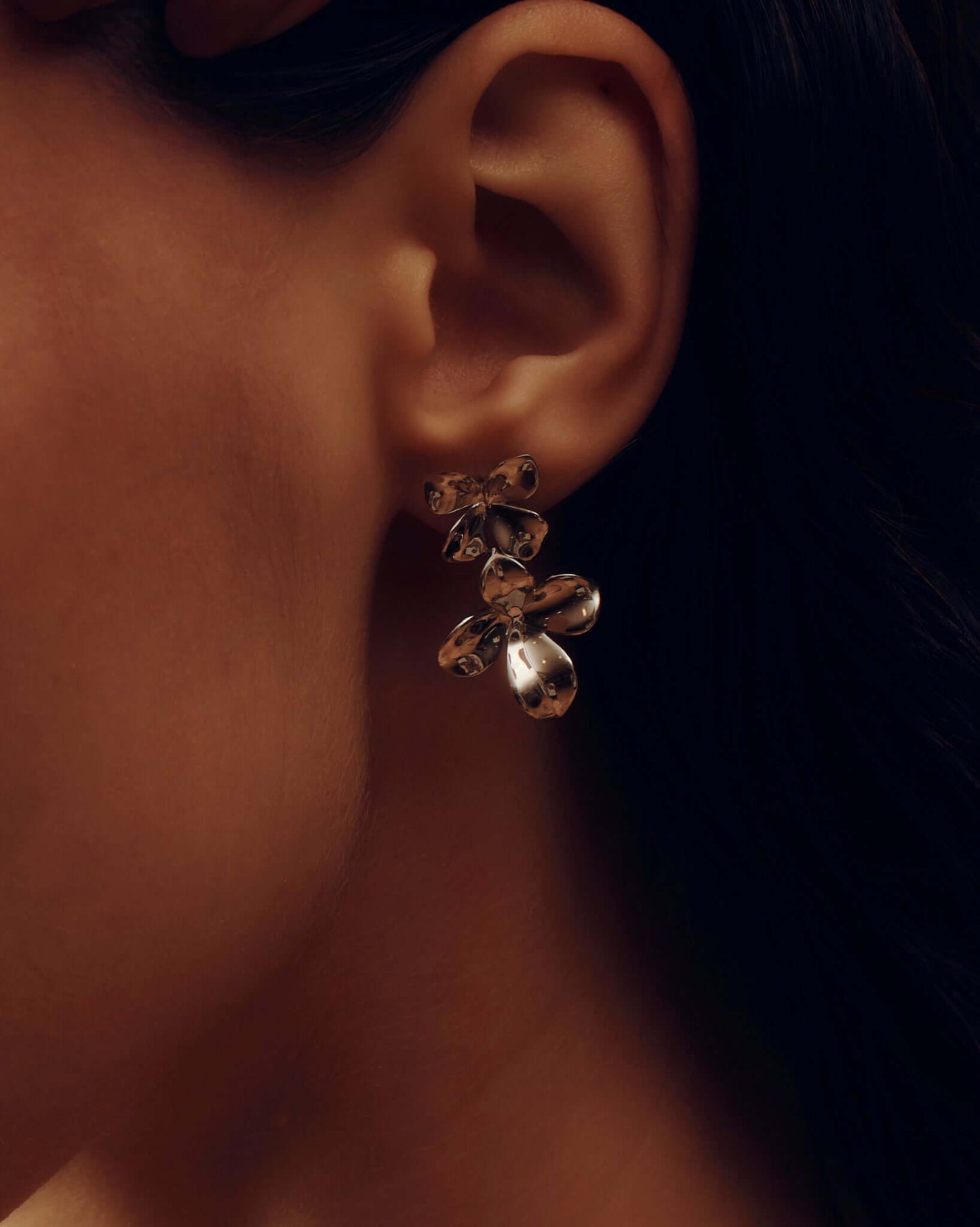 Double Flower Drop Studs