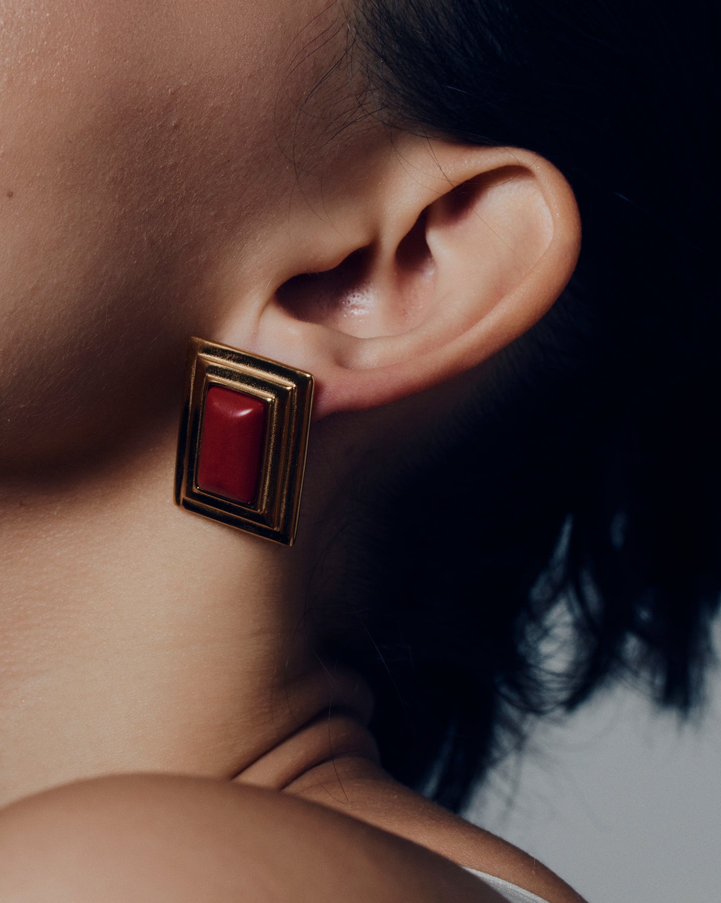 Rectangular Gemstone Studs