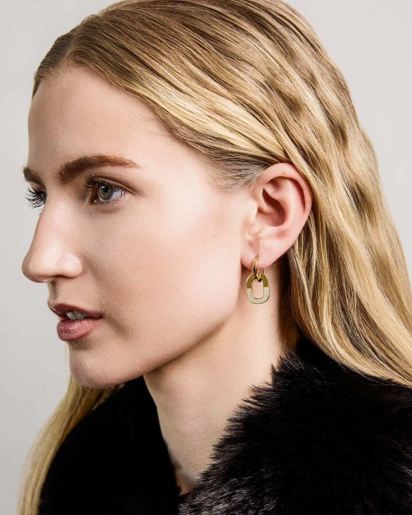 Double Hoop Pavé Chain Drop