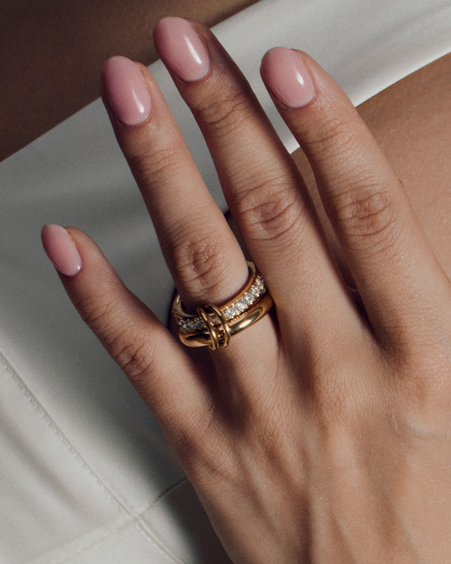 Gold Knot Pavé Ring