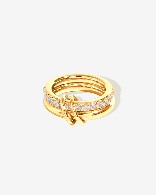 Gold Knot Pavé Ring