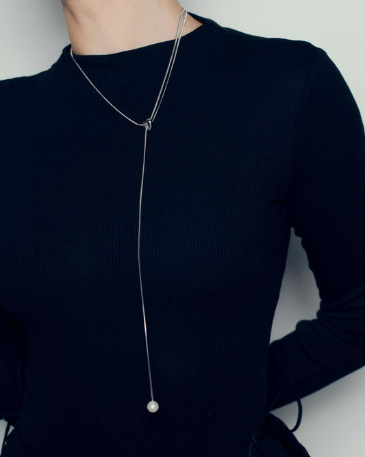 Knot Pearl Drop Necklace