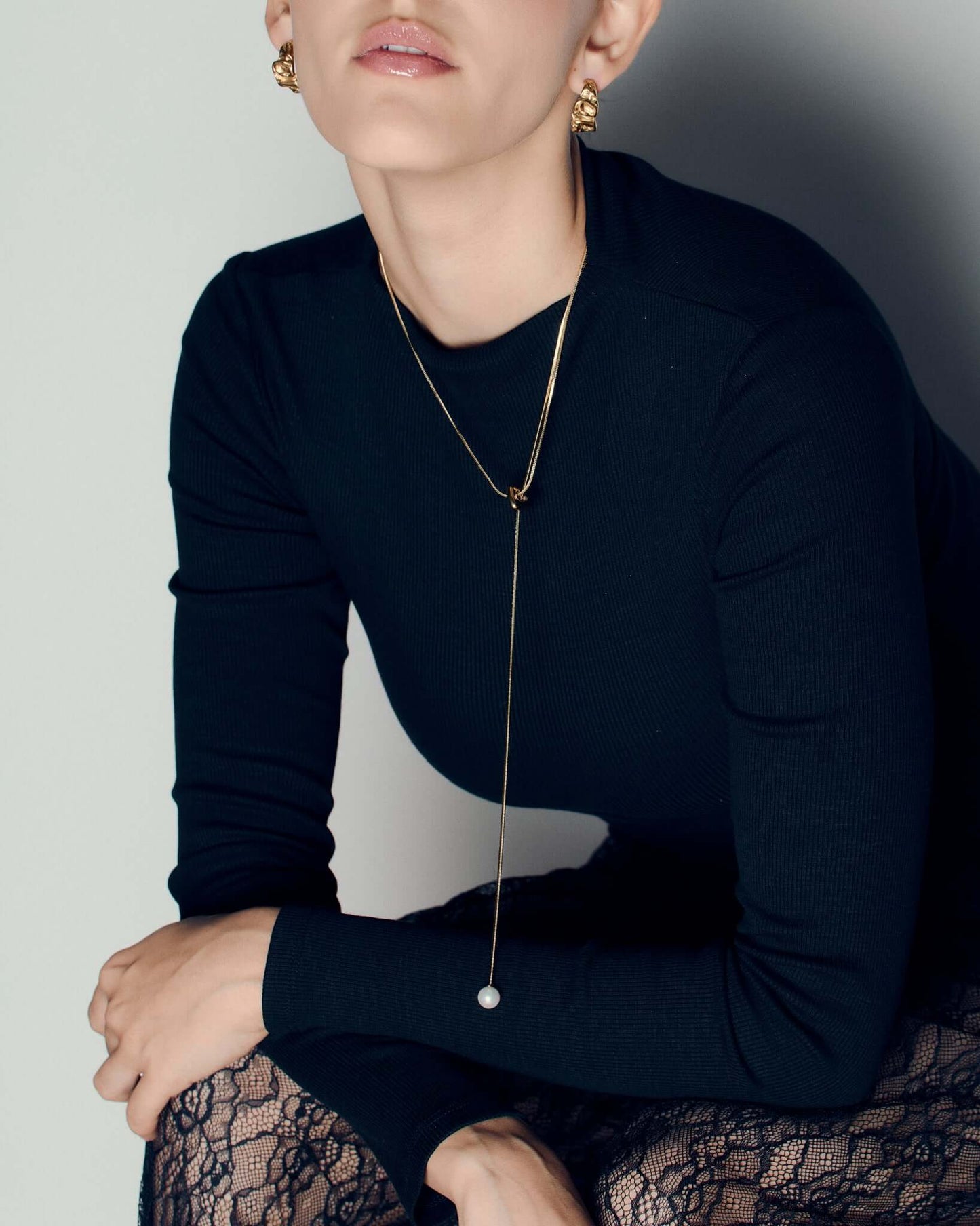 Knot Pearl Drop Necklace