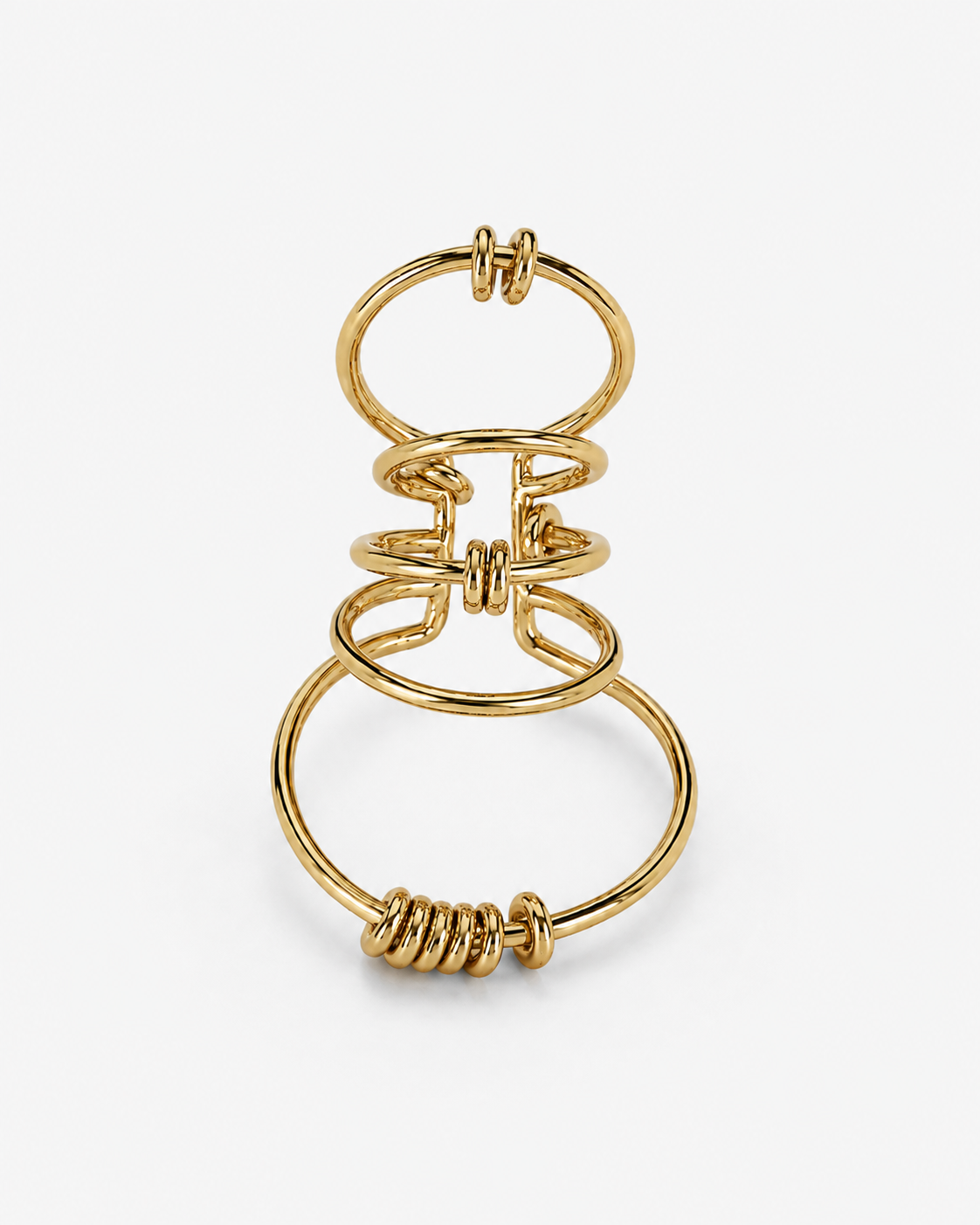Statement ear cuff in gold featuring a sculptural multi loop design
