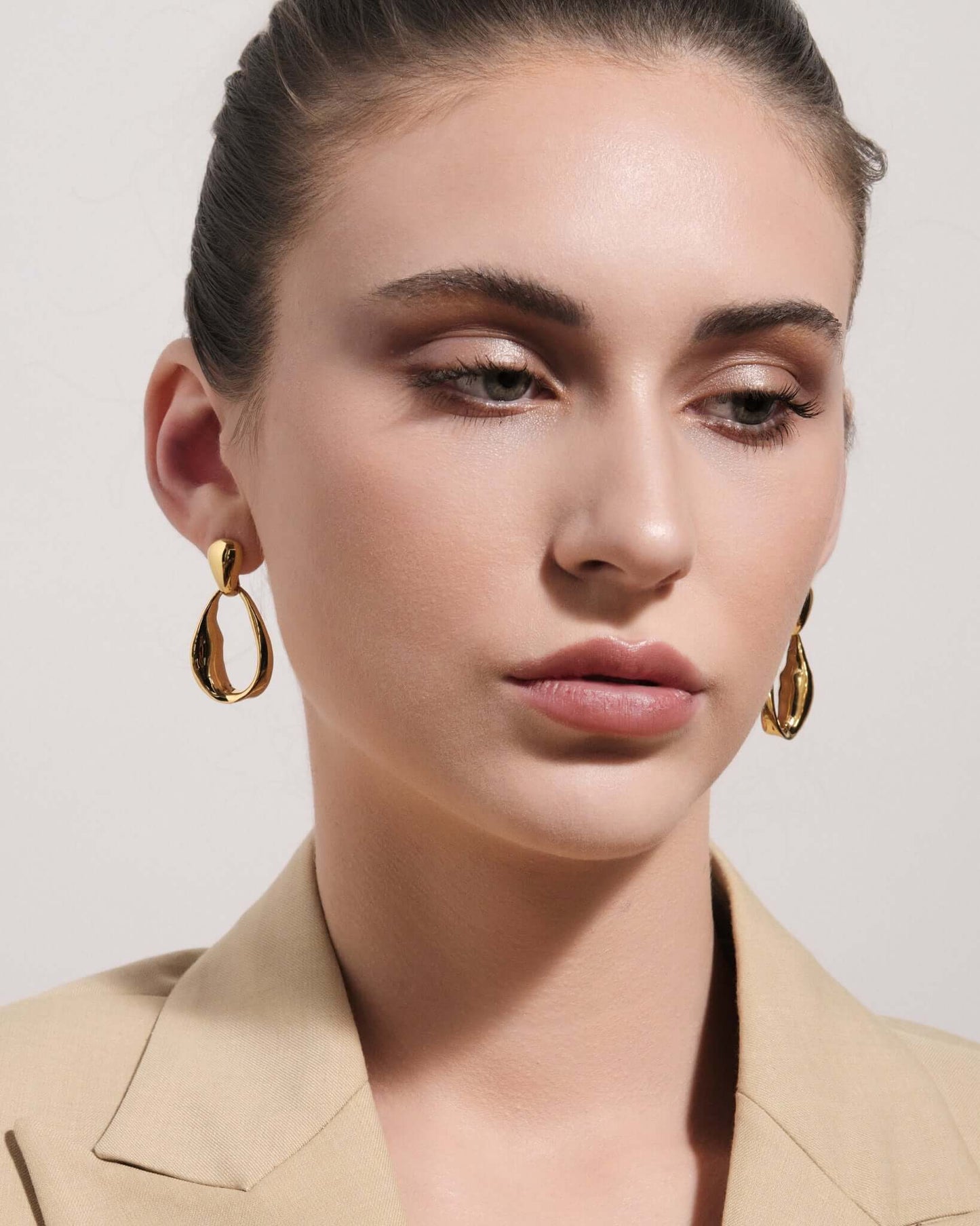 Bean Drop Stud Earrings