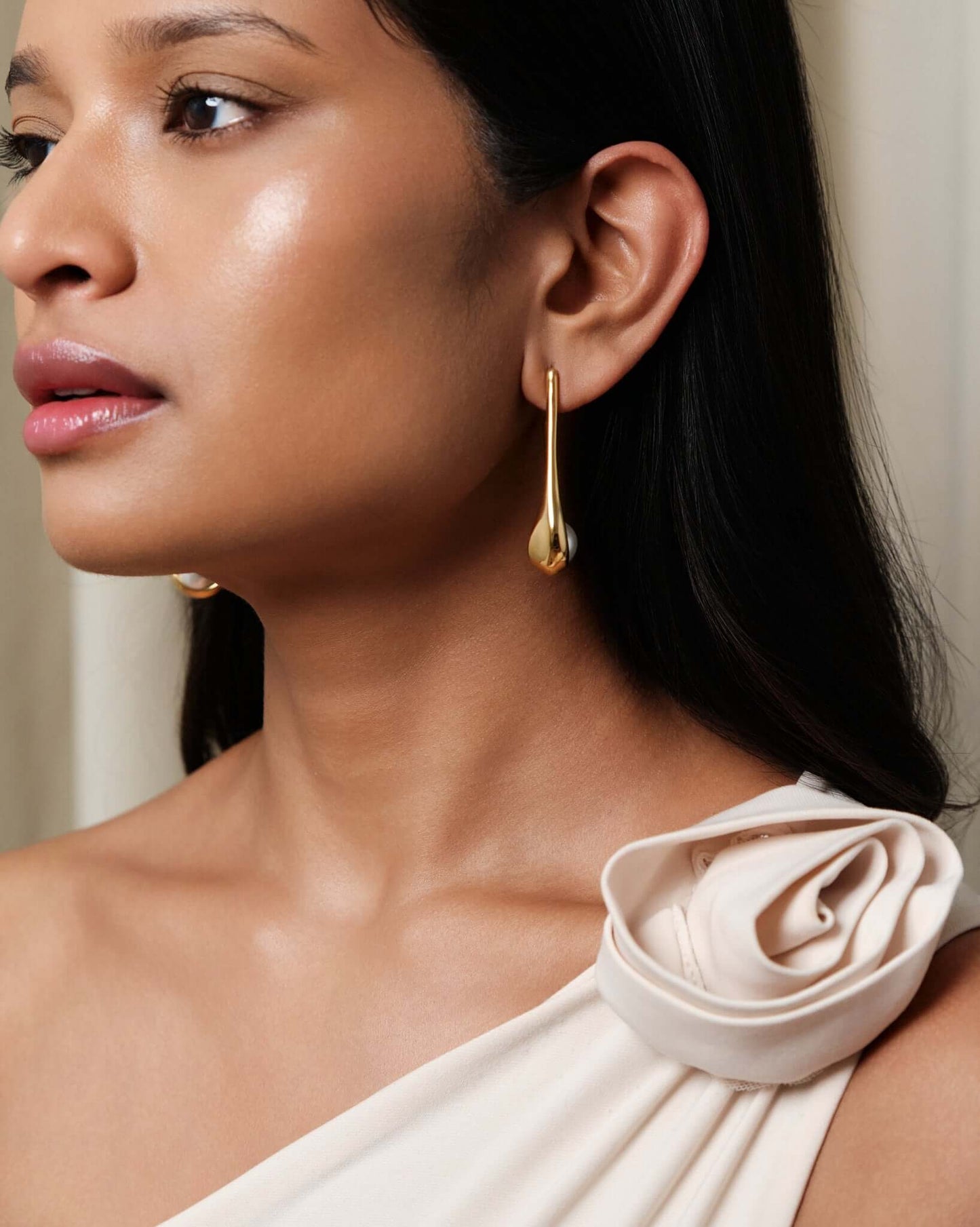 Pearl Drop Hoops