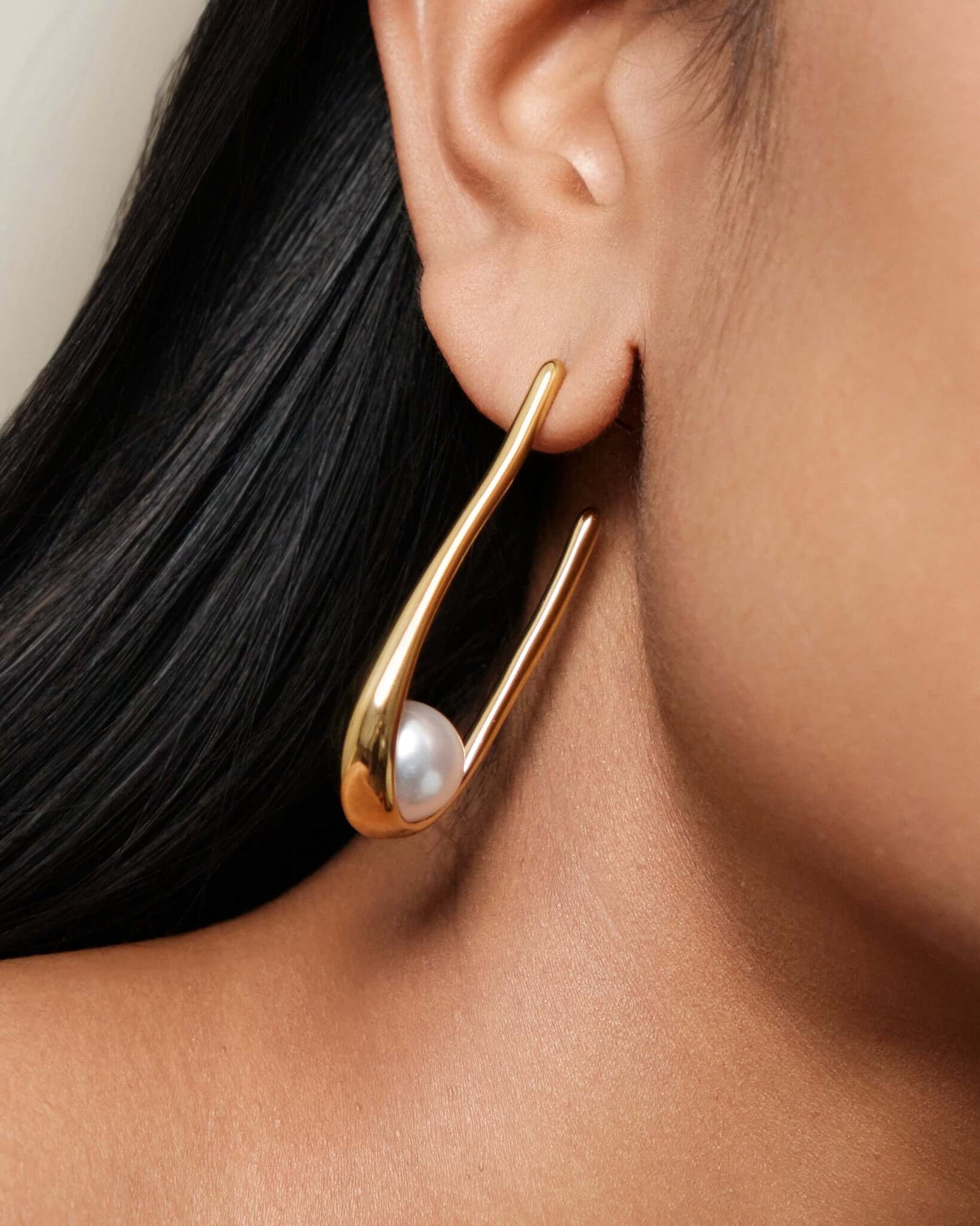 Pearl Drop Hoops