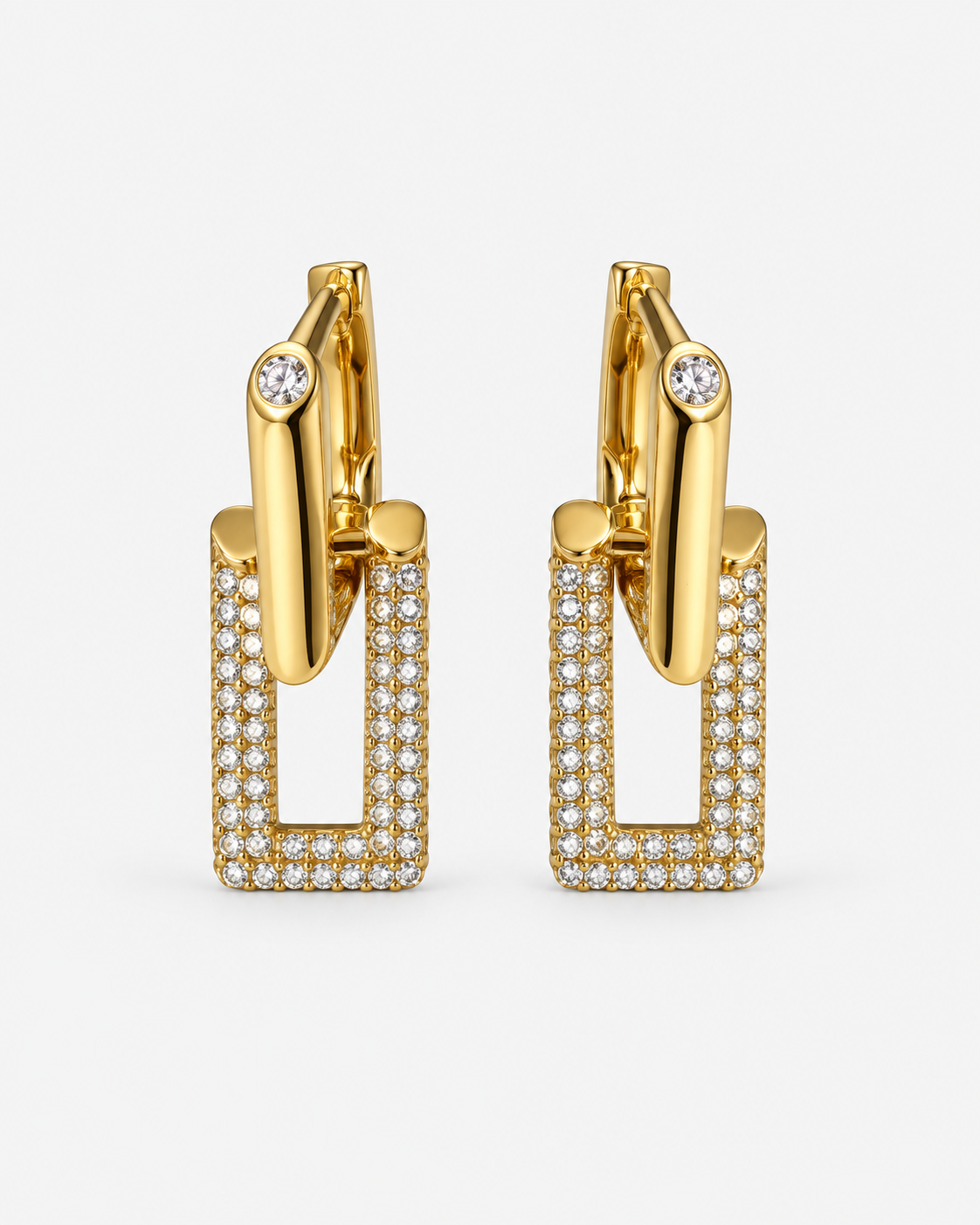 Pavé Rectangle Drop Earrings