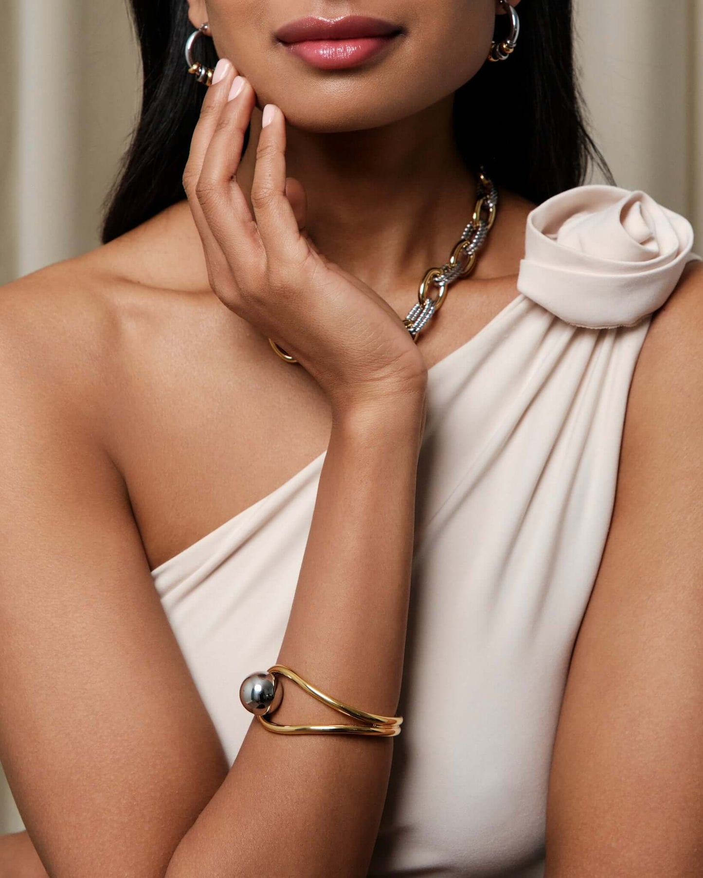 Two-Tone Sculptural Cuff Bracelet