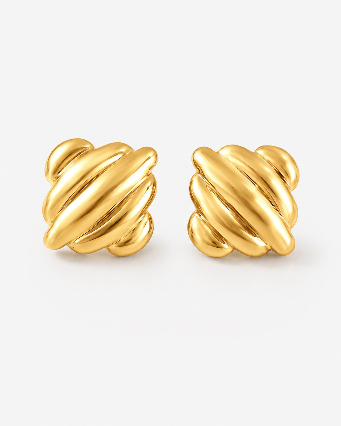 Two-Tone Ribbed Square Studs