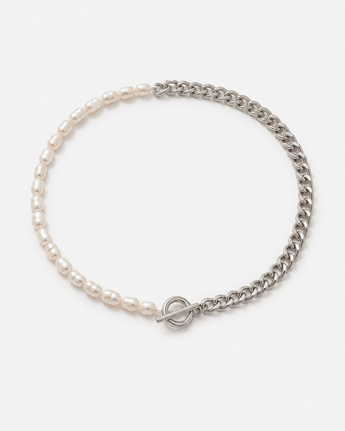 Half Pearl Chain Necklace