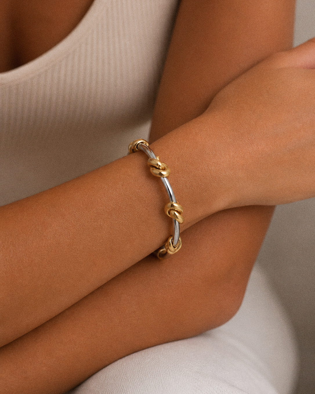 Two Tone Knot Cuff Bracelet