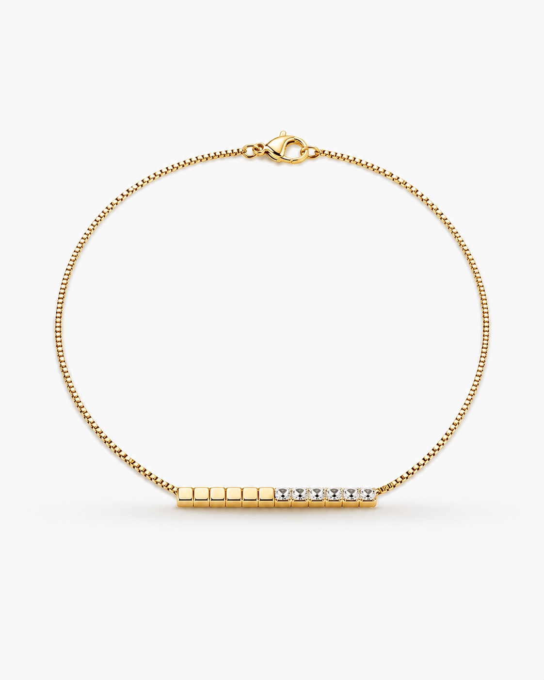Minimalist long bar pendant necklace in gold with crystal detail, modern dainty gold necklace for women, geometric bar pendant jewelry, elegant everyday necklace, delicate crystal chain necklace for layering or gifting