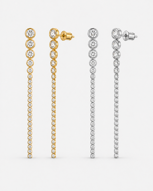 CZ Crystal Long Drop Earrings