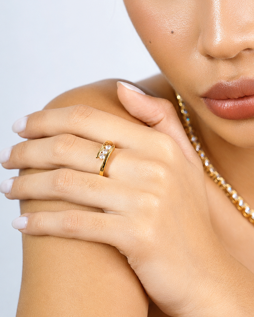 Triple Zircon Diamond Band