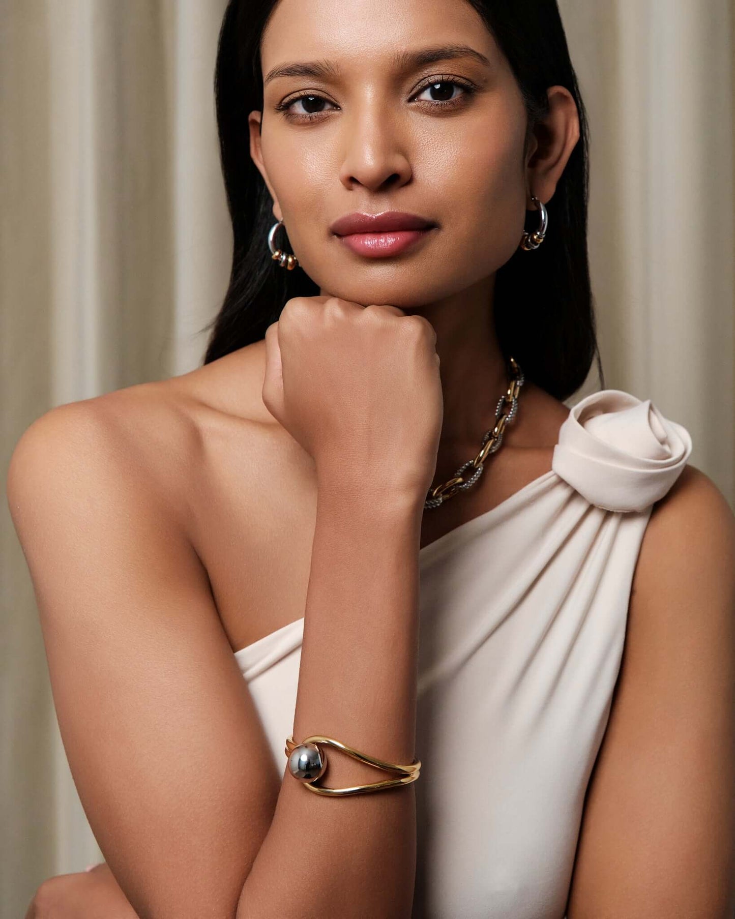 Two-Tone Sculptural Cuff Bracelet