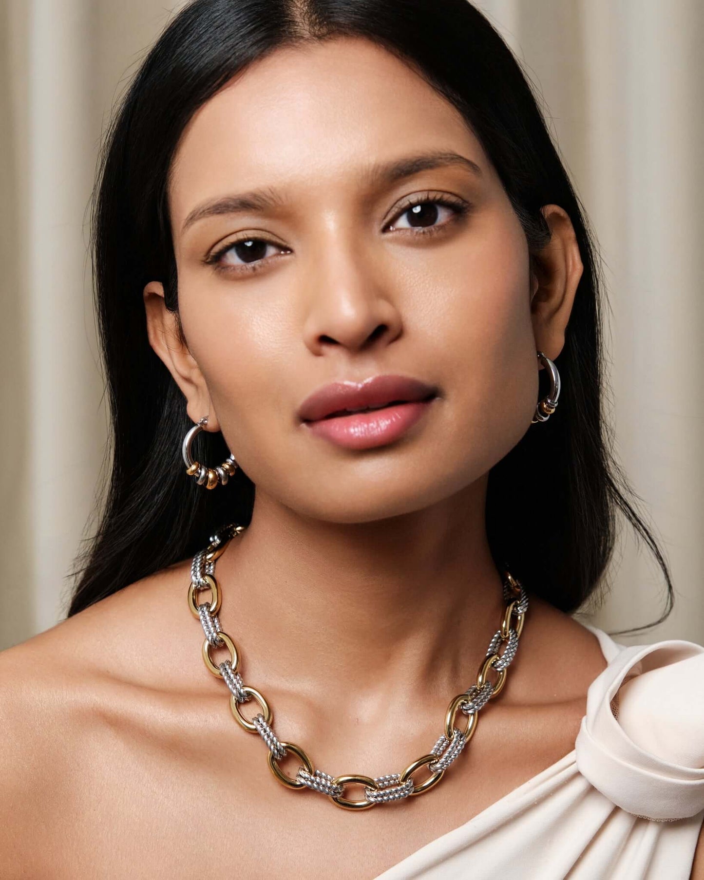 Two-Tone Beaded Hoops