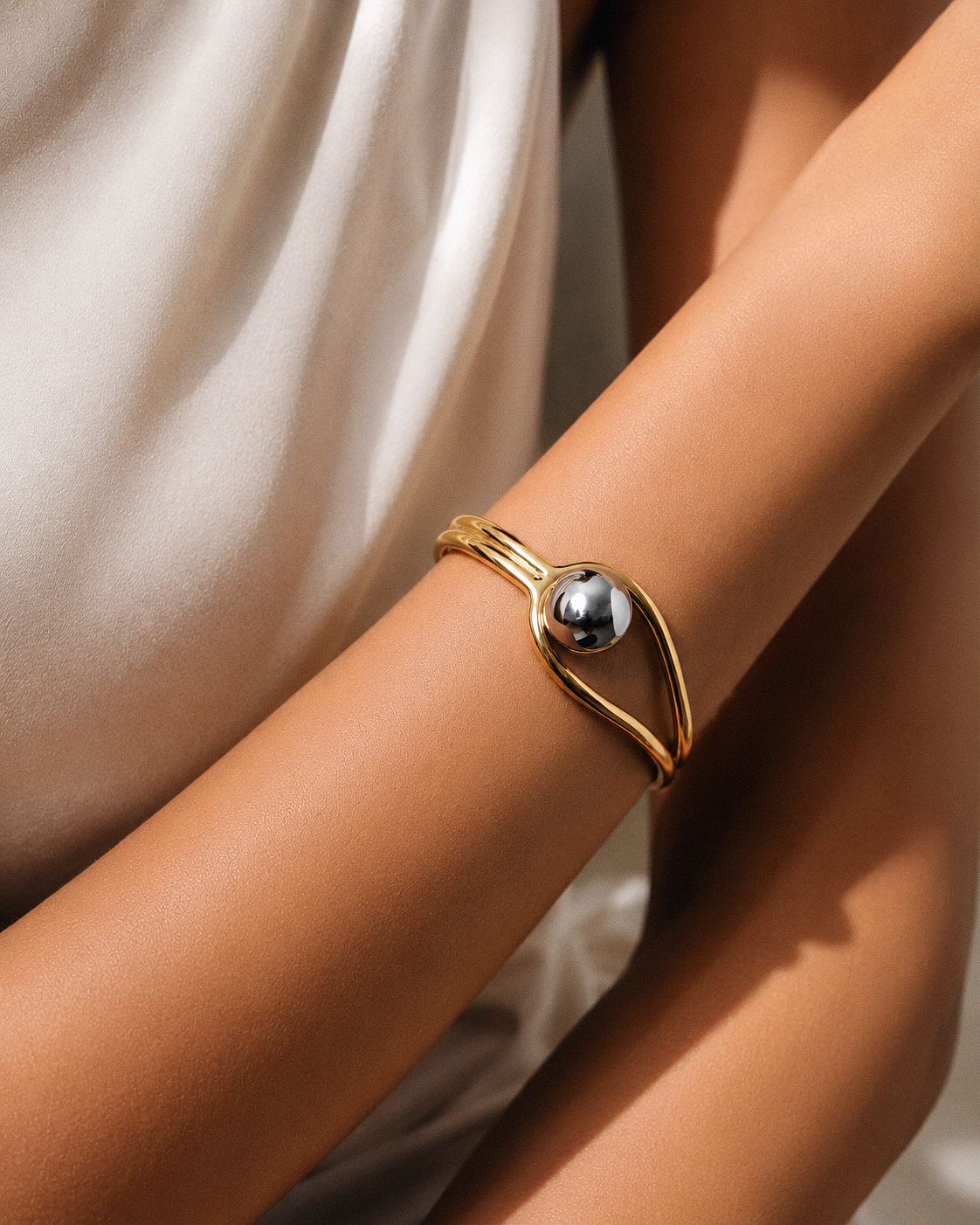 Two-Tone Sculptural Cuff Bracelet