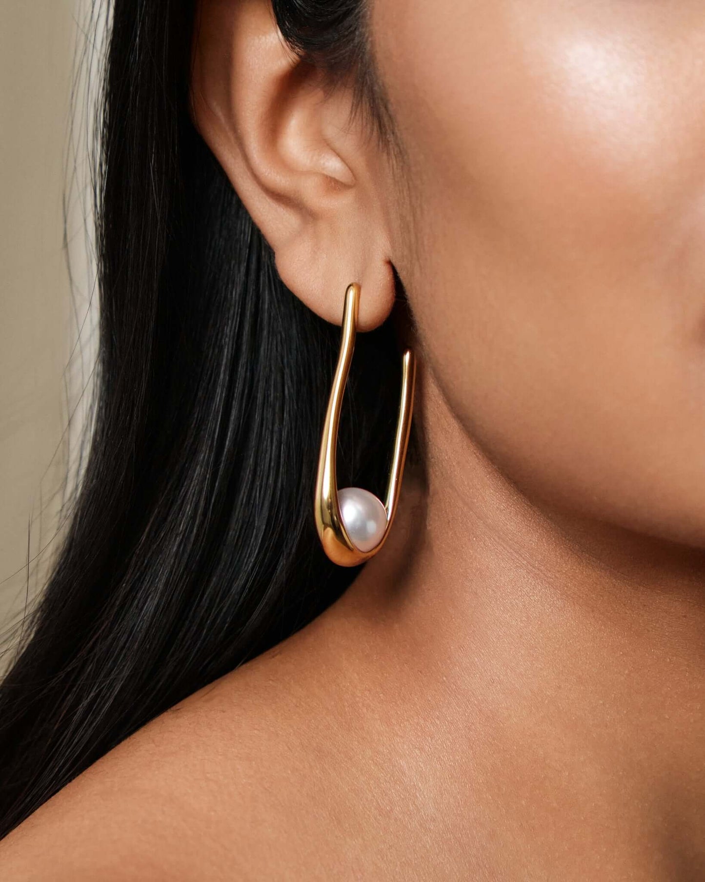 Pearl Drop Hoops