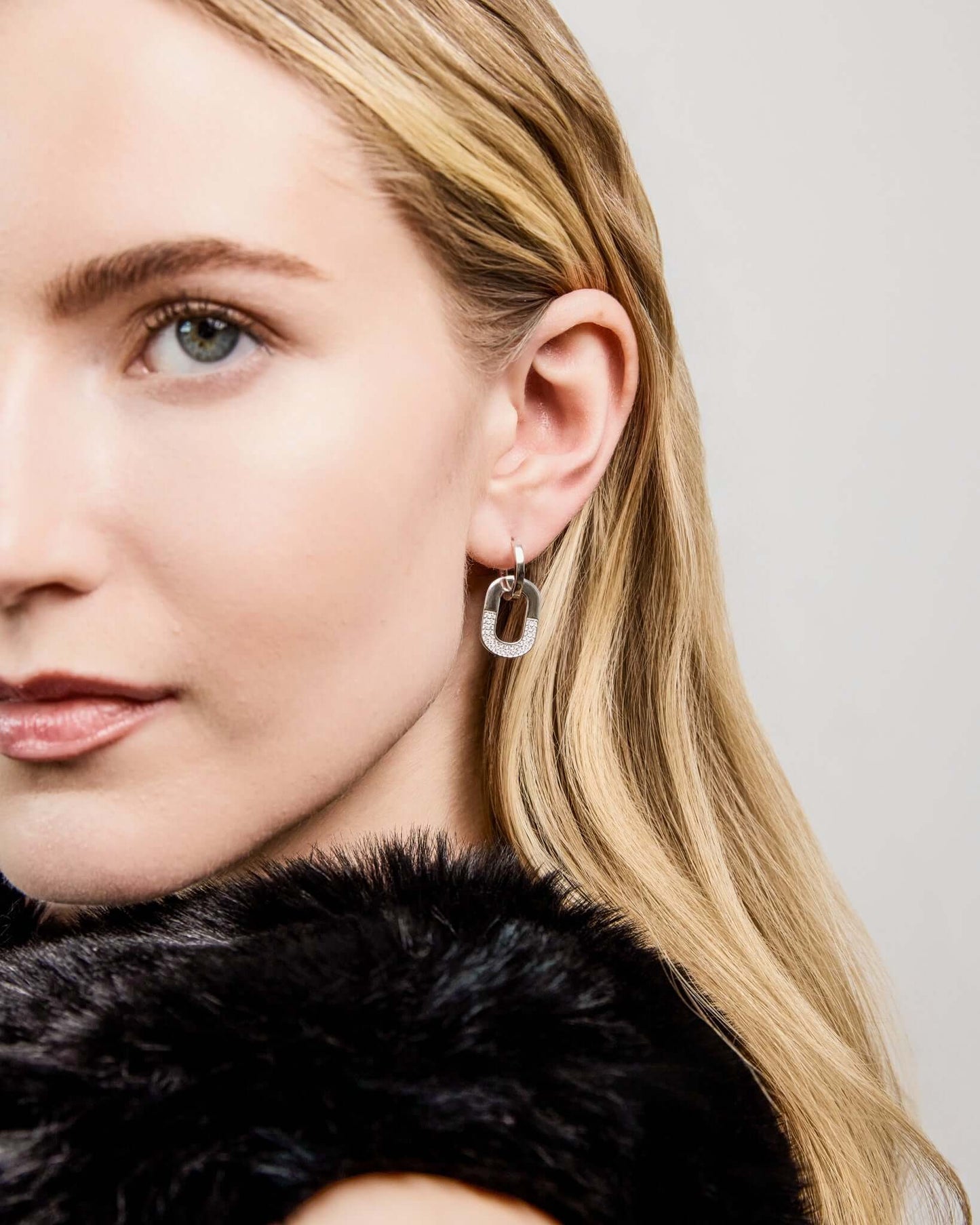 Double Hoop Pavé Chain Drop