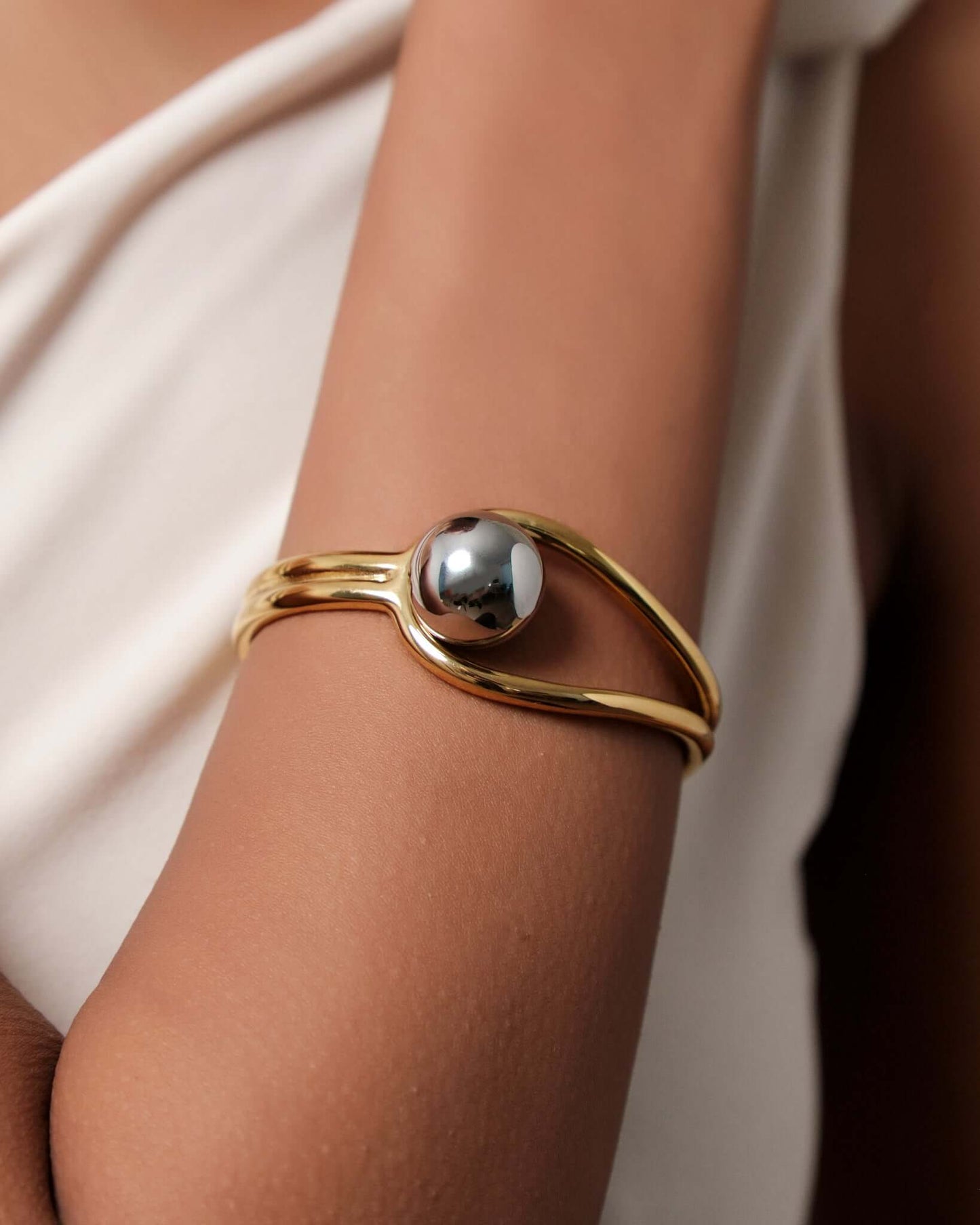 Two-Tone Sculptural Cuff Bracelet