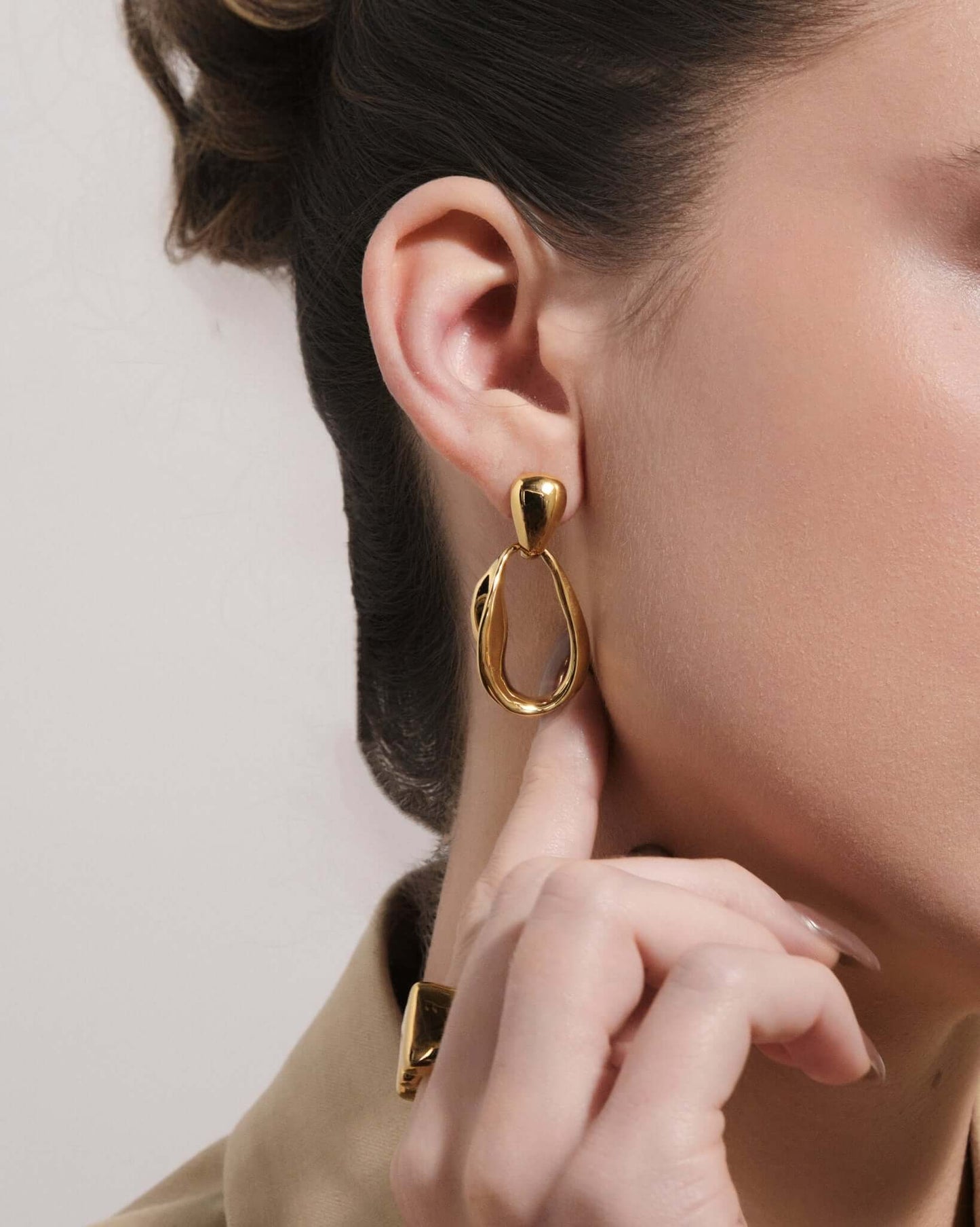 Bean Drop Stud Earrings