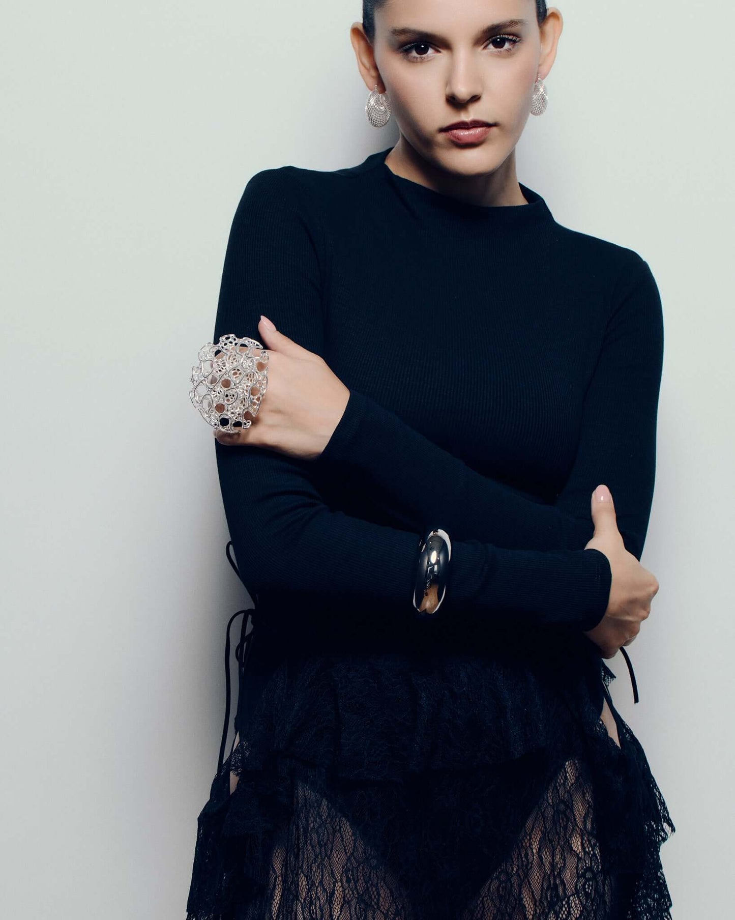 Silver Dome Cuff Bracelet