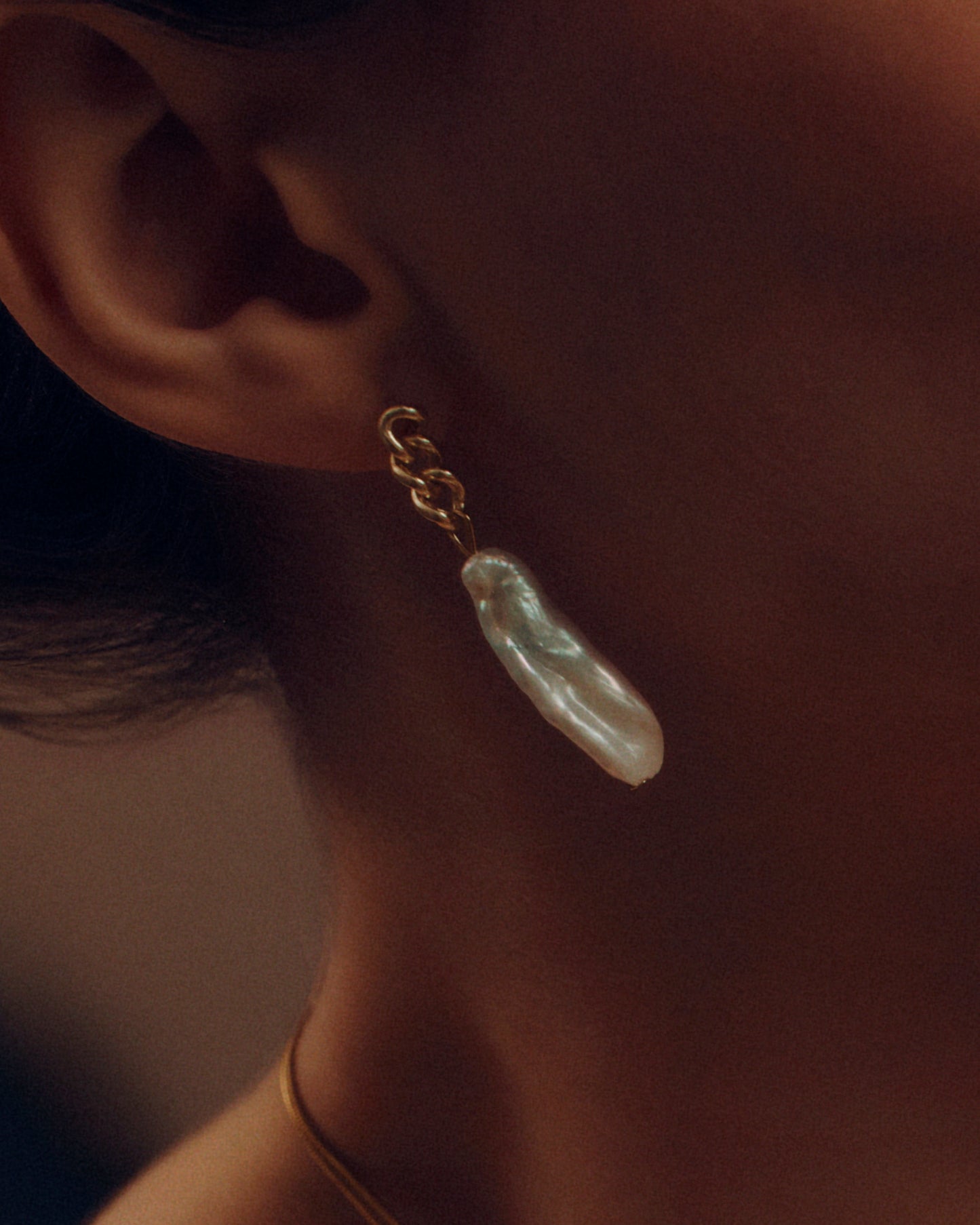 Pearl Drop Chain Earrings