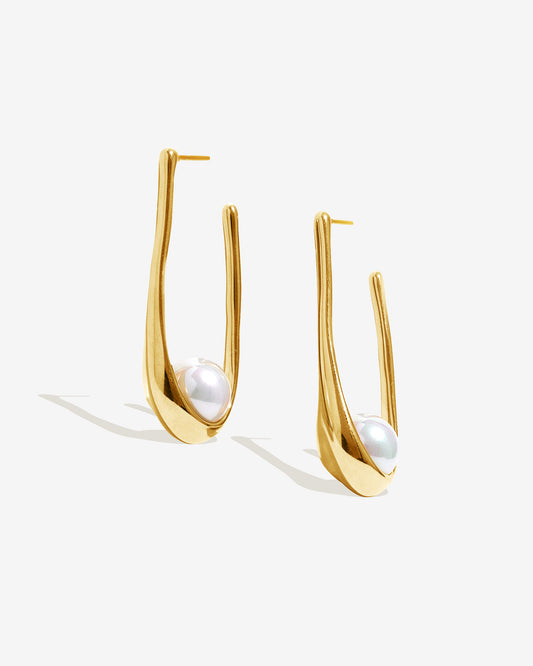 Pearl Drop Hoops