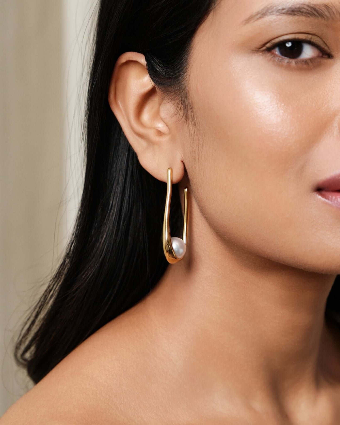 Pearl Drop Hoops