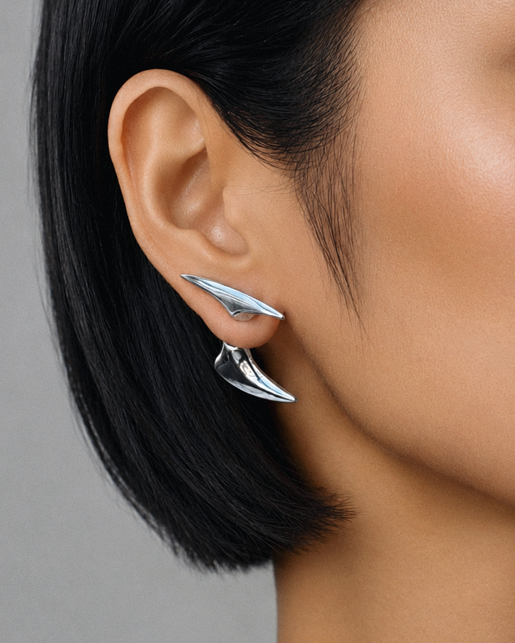 Silver Ear Jacket Earrings