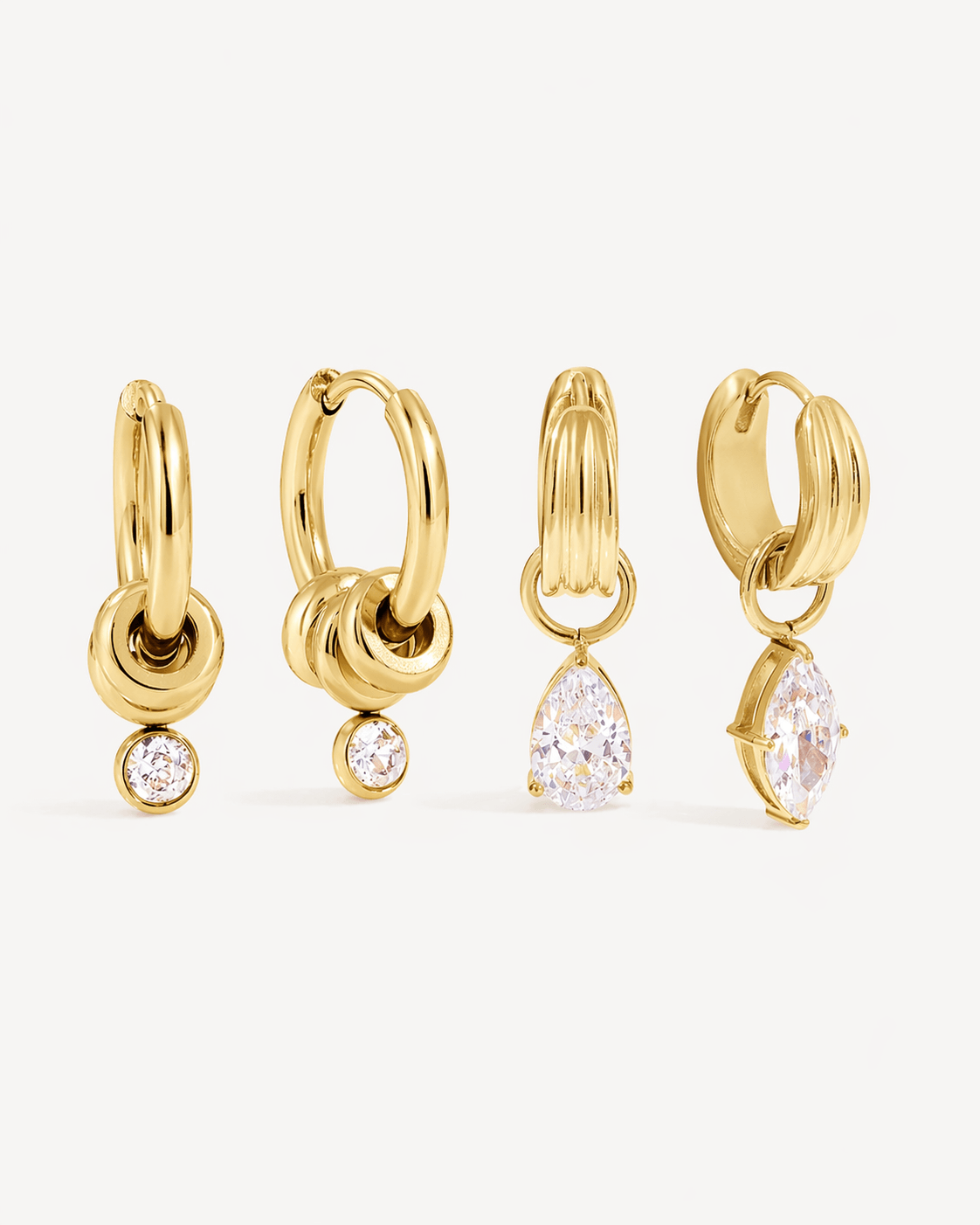 CZ Drop Charm Hoop