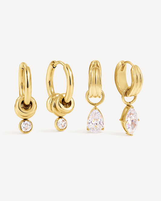 CZ Drop Charm Hoop