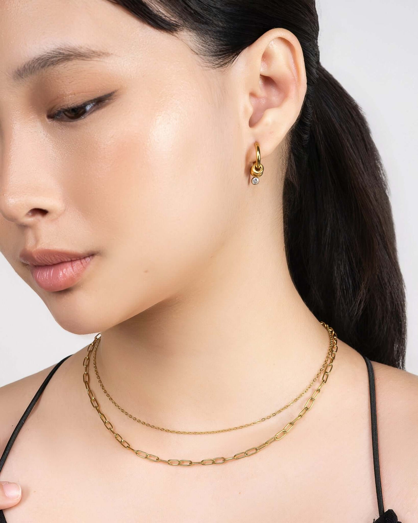 CZ Drop Charm Hoop